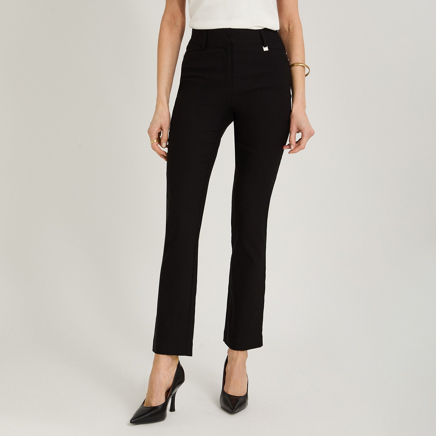 Pantalón Formal de Bengalina Recto un Botón Negro